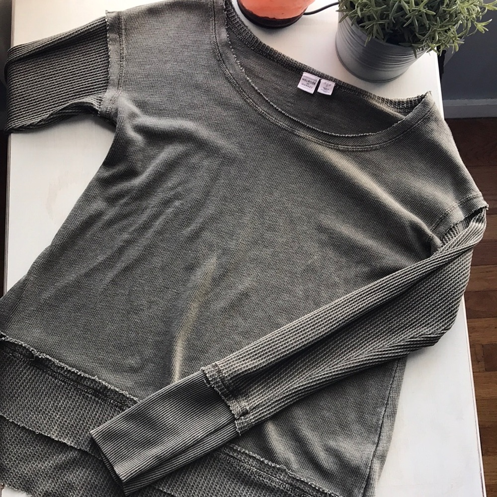 Melrose & market anthro olive green waffle top